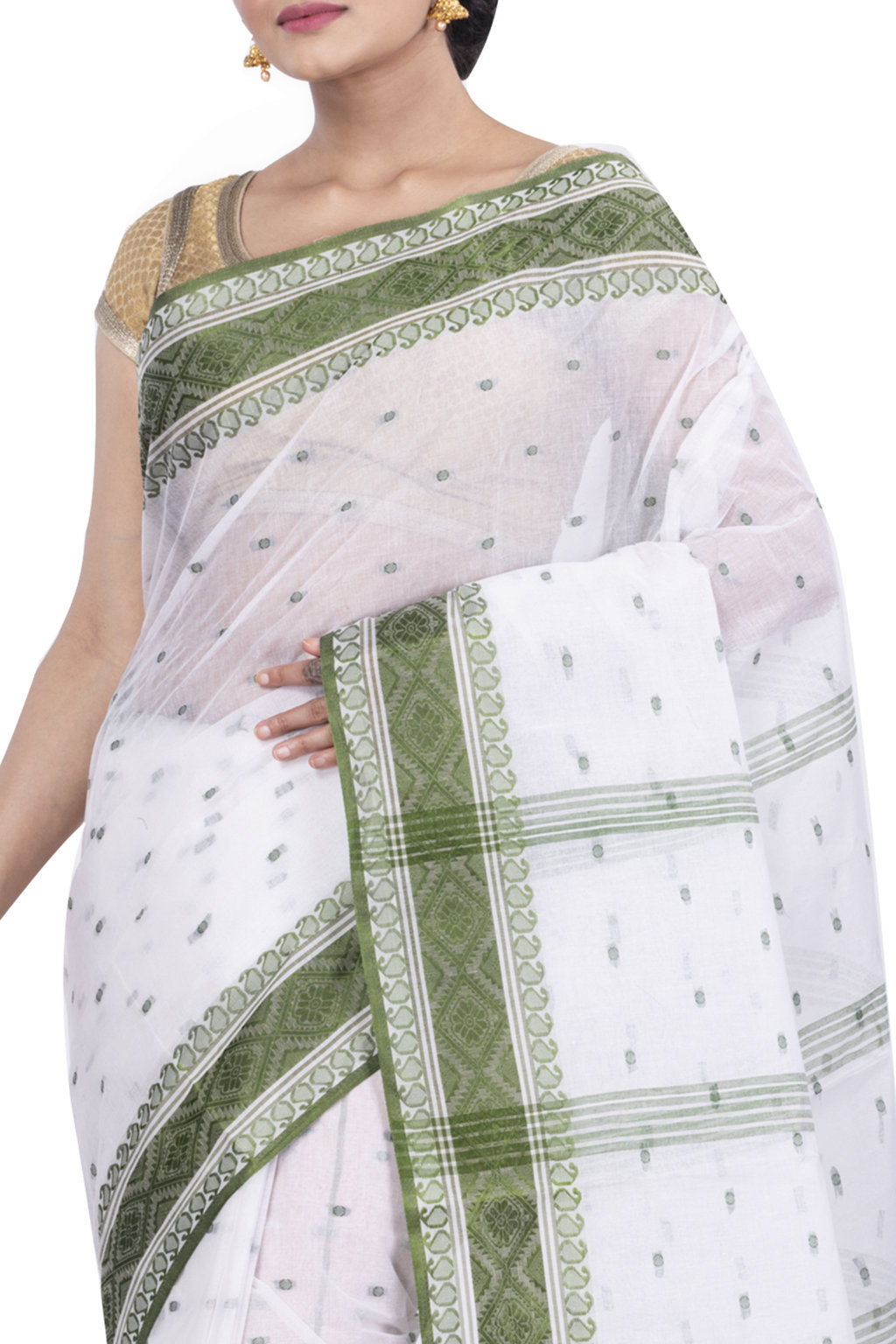 Green Pure Cotton Boysko_Tant Tant Saree (843)
